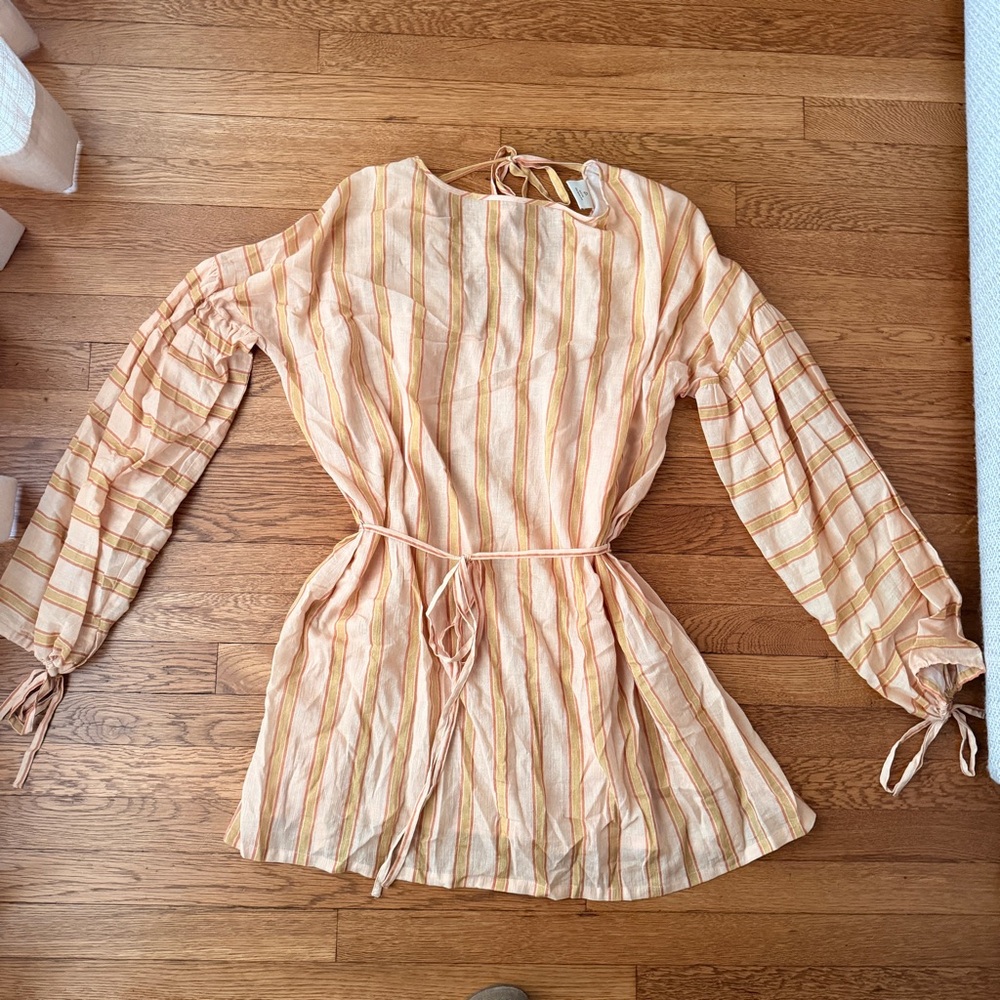 Yellow Striped Bell-Sleeve Dress - Picture 2 of 6